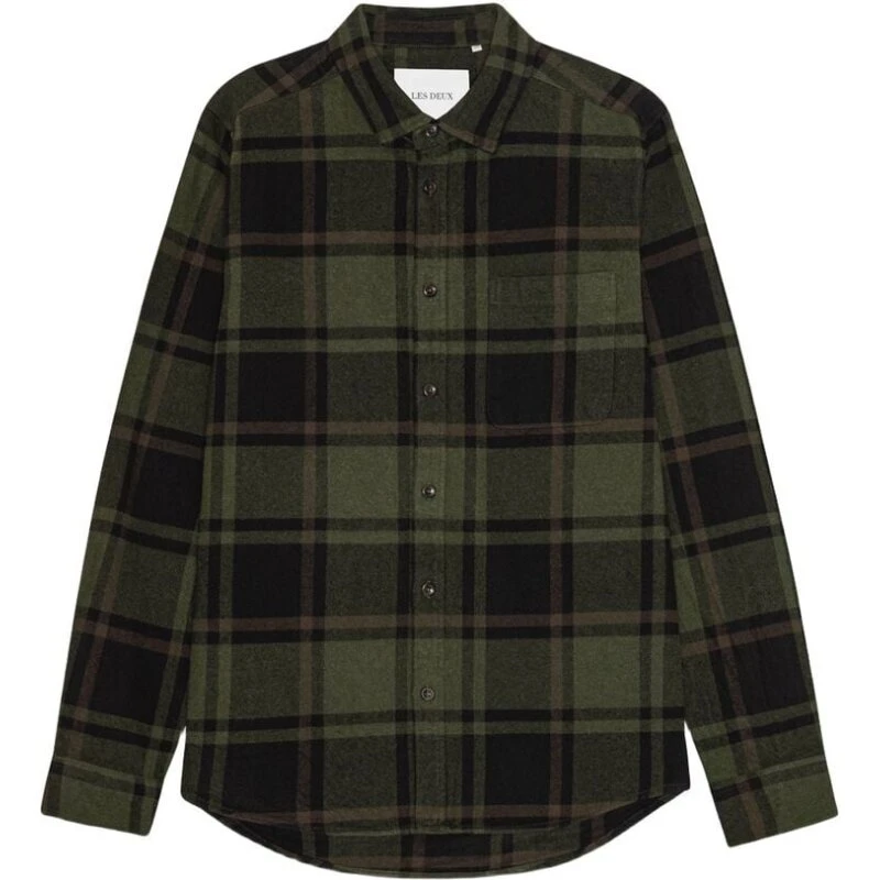 Les-Deux Jeremy Check flannelskjorte - Duffel Bag Green