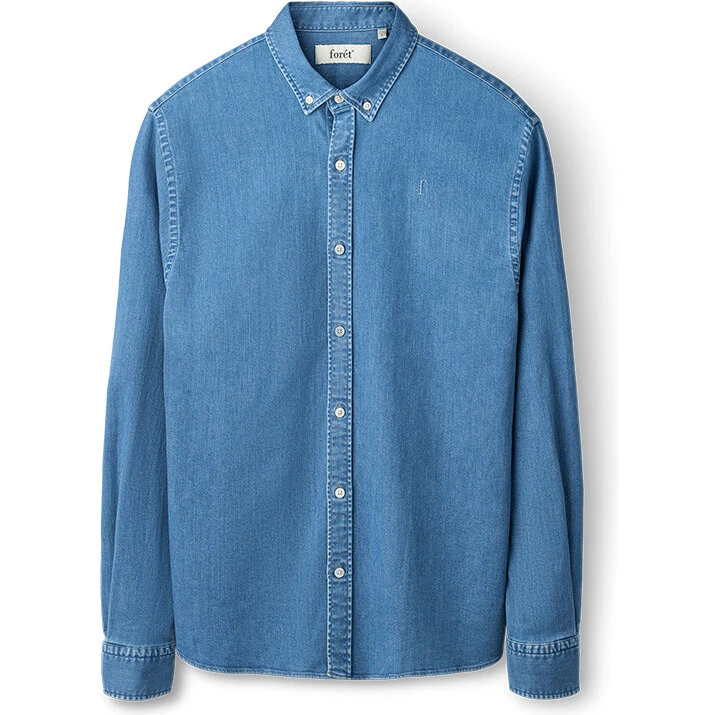 Forét Life Chambray Shirt – Mid Blue (Økologisk bomuld)