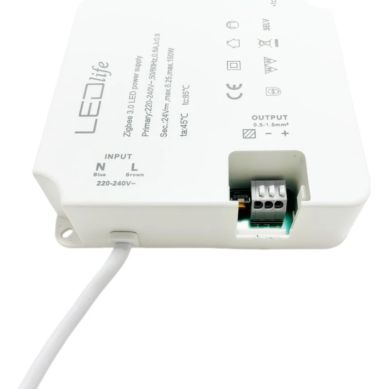 Zigbee 150W 24V DC Strømforsyning - 6.25A, Hue kompatibel, IP20