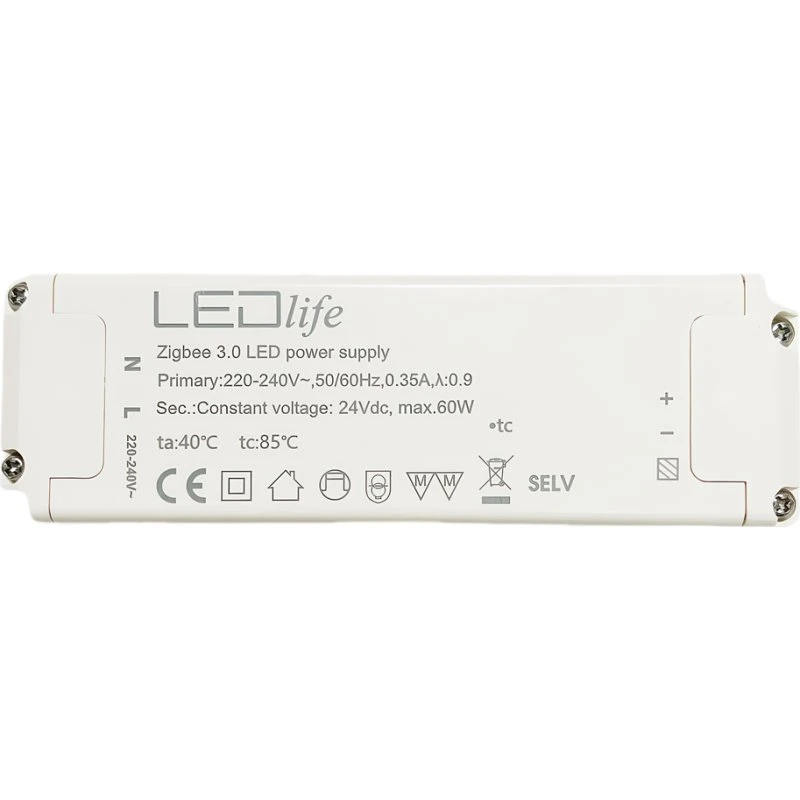 60W 24V DC Zigbee Strømforsyning, 2,5A, IP20, Hue Kompatibel