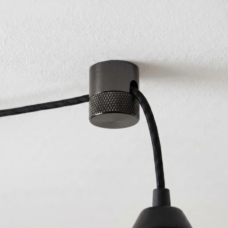 Sort kromfarvet lampeophæng til pendellamper, 19x19 mm