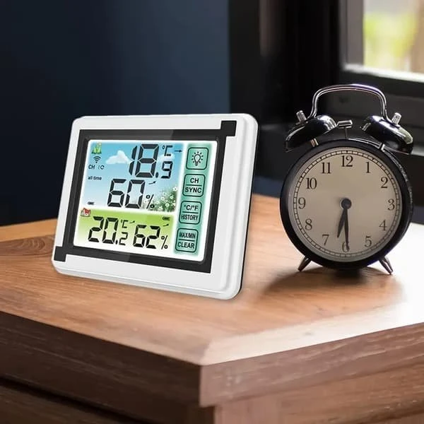 Smart trådløs vejrstation med farvedisplay og hygrometer