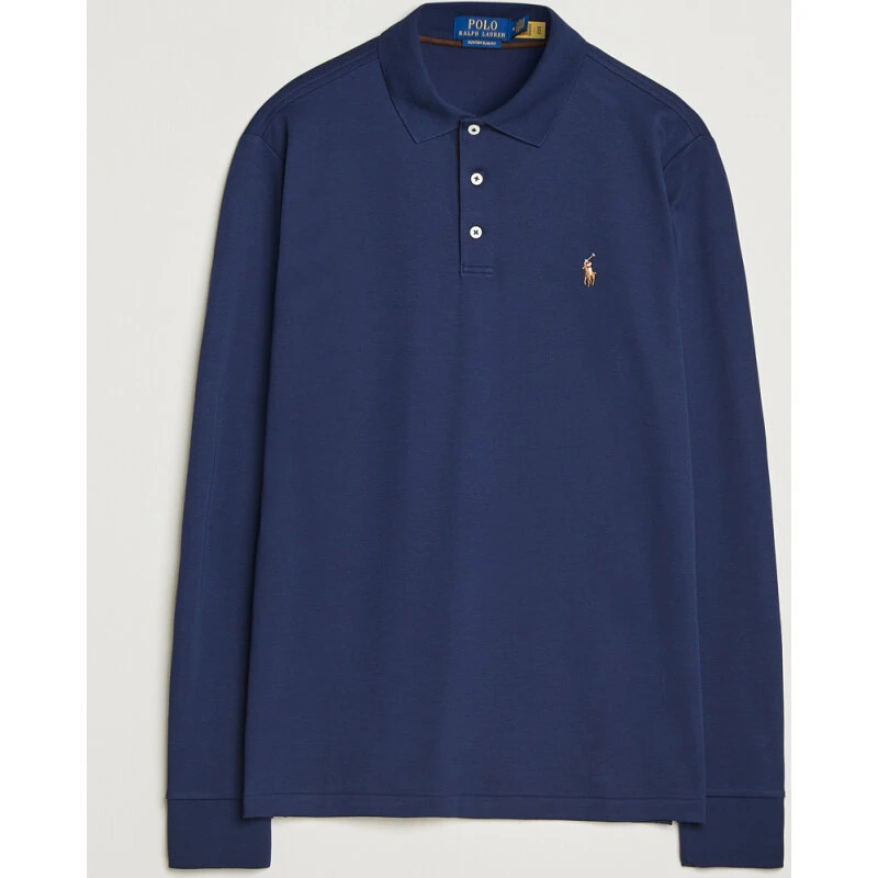 Polo Ralph Lauren Pima Custom Fit Langærmet Polo – Refined Navy