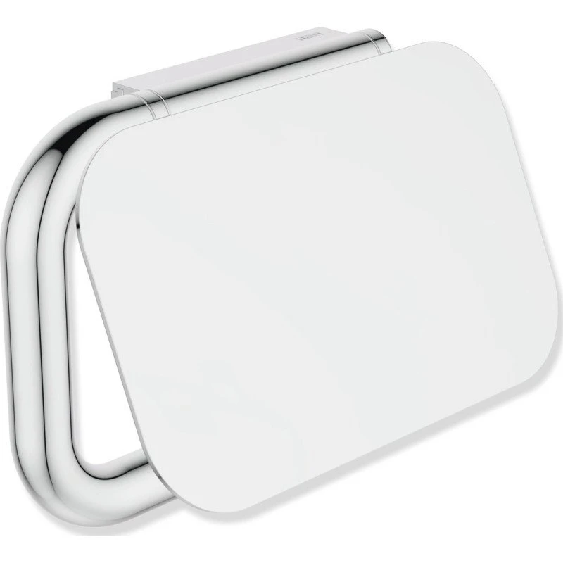 Hewi toiletrulleholder med låg i blank krom
