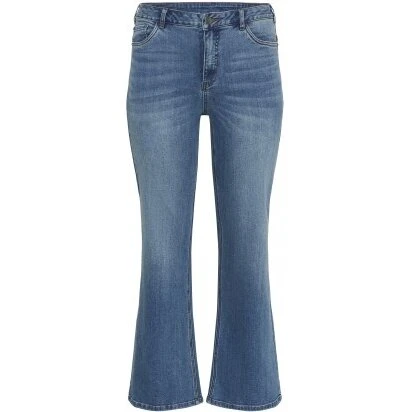 Kaffe Curve KCFlora Flared Long Jeans - Medium Blue Denim