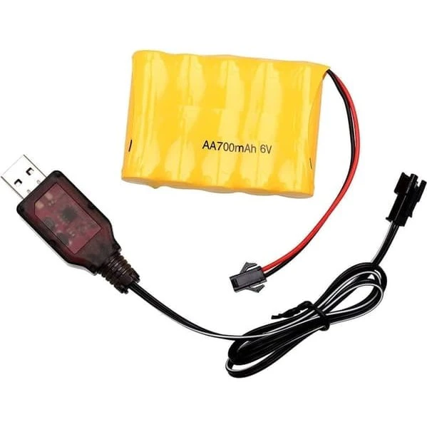 Yunique 6V 700mAh Ni-CD Batteri med SM 2P Stik og USB-kabel