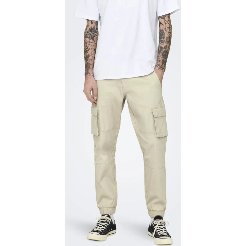 ONSCAM Tapered fit Cargobukser i grå twill