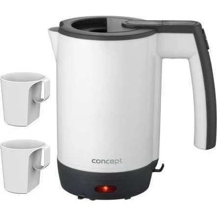 CONCEPT RK7030 rejsekedel 0,5l med 2 krus - hvid/sort