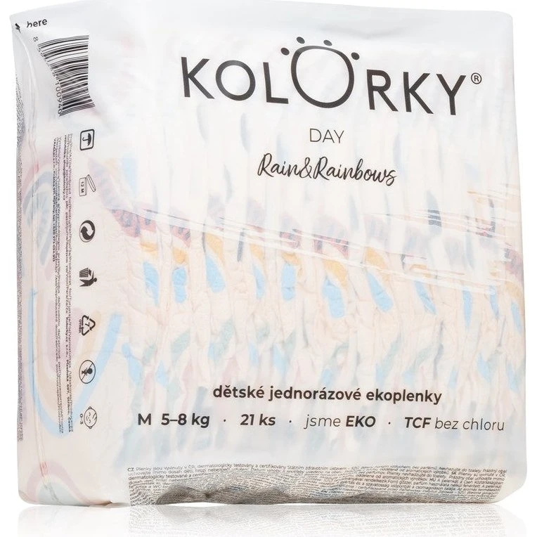 Kolorky Day Rain&Rainbow ECO bleer str. M (5-8 kg) - 21 stk.