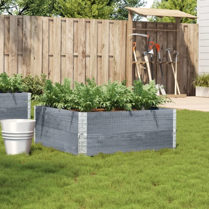 vidaXL plantekasse 100x100 cm i massivt fyrretræ, grå