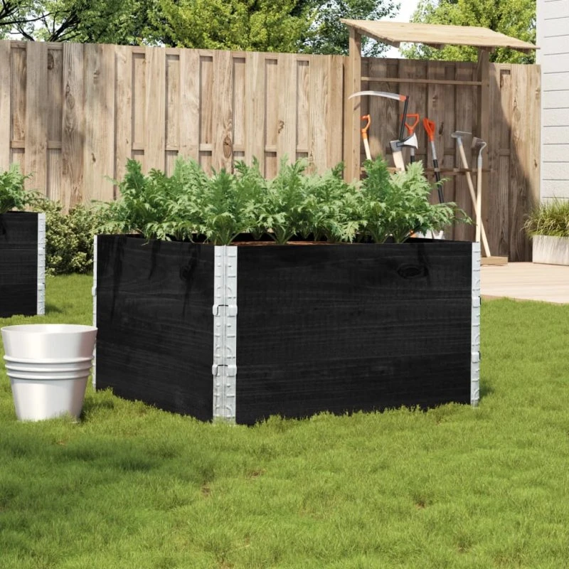 vidaXL plantekasse 100x100 cm i massivt fyrretræ - sort
