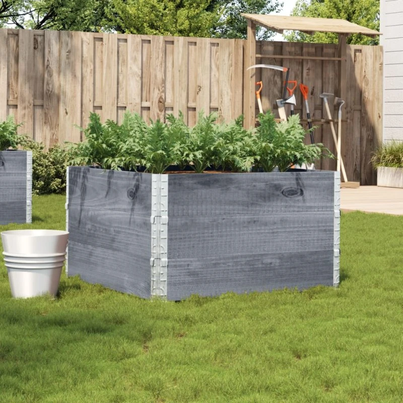 vidaXL plantekasse 100x100 cm i massivt fyrretræ, grå