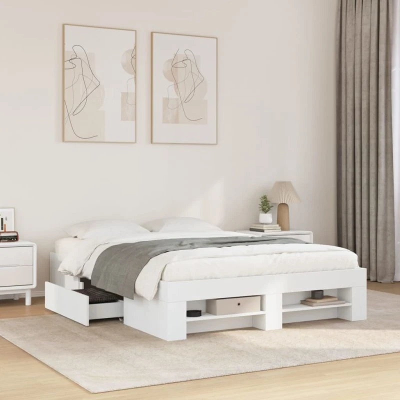 vidaXL Sengestel 140x200 cm med opbevaring - Hvid