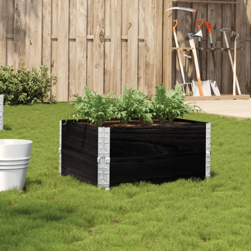 vidaXL plantekasse 80x60 cm i sort massivt fyrretræ