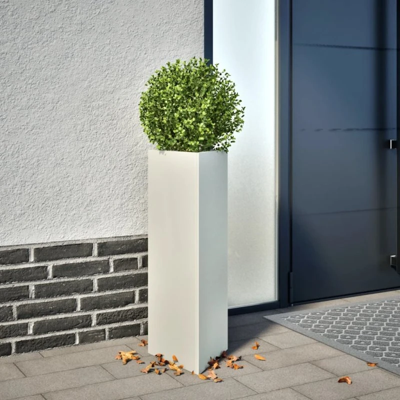 vidaXL Plantekrukker 2 stk. Trekantet stål, hvid, 30x26x75 cm