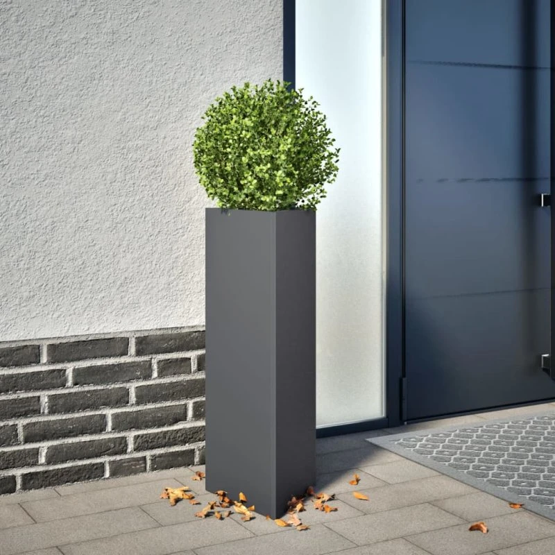 vidaXL Plantekrukker 2 stk. Trekantet Stål Antracitgrå 30x26x75 cm