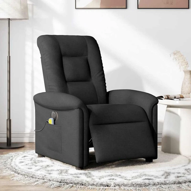vidaXL eldrevet massagestol i sort stof