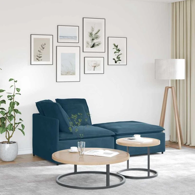 vidaXL Modulsofa med fodskammel i blå fløjl