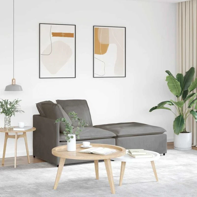 vidaXL Modulsofa med fodskammel i lysegrå fløjl