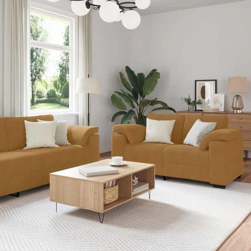 vidaXL sofasæt 3 dele i brun velour