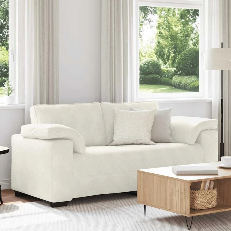 vidaXL elskovssofa i fløjl, cremefarvet, 180x77x82 cm