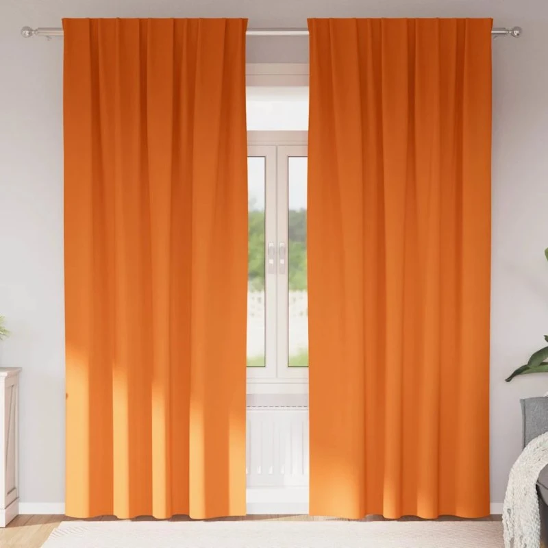 vidaXL Mørklægningsgardiner med ringe, 2 stk, Lys Orange, 225x140 cm