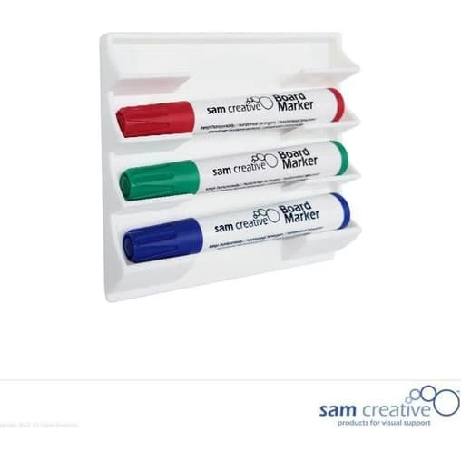 Magnetisk whiteboard tuschholder - Hvid, plads til 4 tuscher