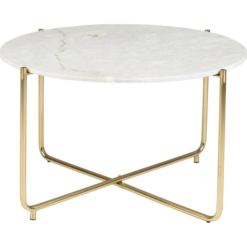 Studio White Timpa Sofabord - Hvid Marmor & Guld Metal (Ø70 cm)