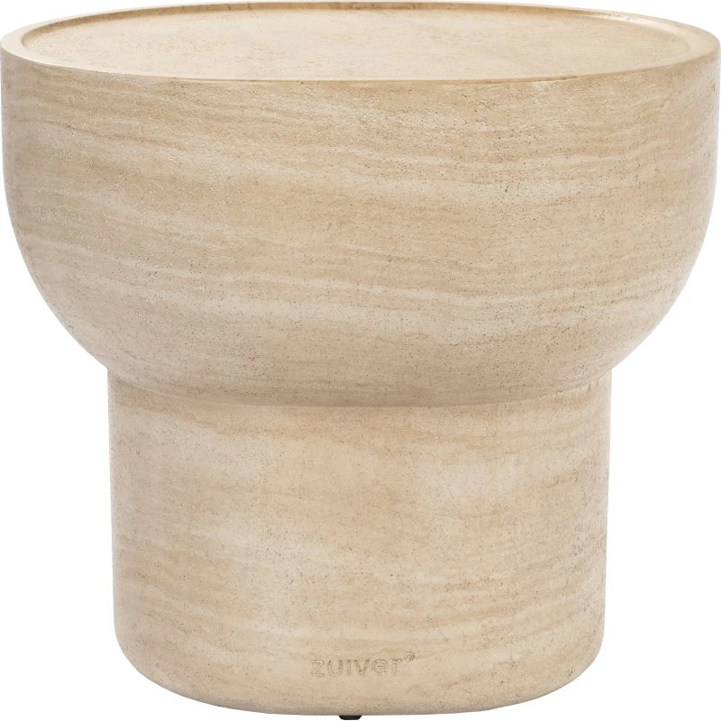 Zuiver Noble sidebord, oval, beige travertinlook (50x42 cm)