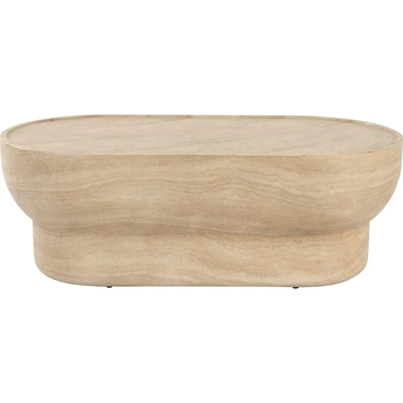 ZUIVER Noble sofabord, oval, beige travertinlook (100x50 cm)