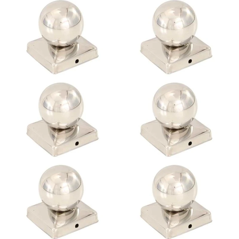 vidaXL kugleformede stolpehætter 6 stk. 101x101 mm i rustfrit stål