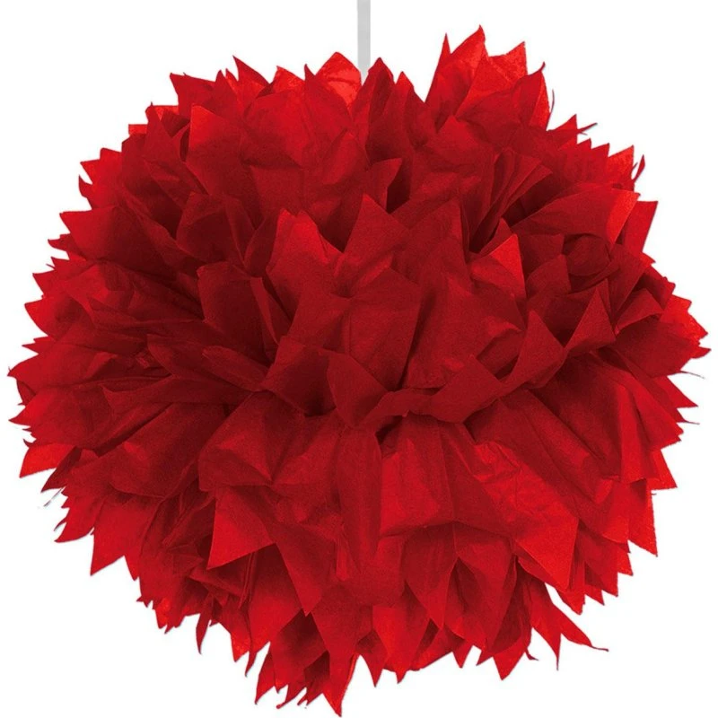 Folat Pompon til Dekoration - Rød - 30cm