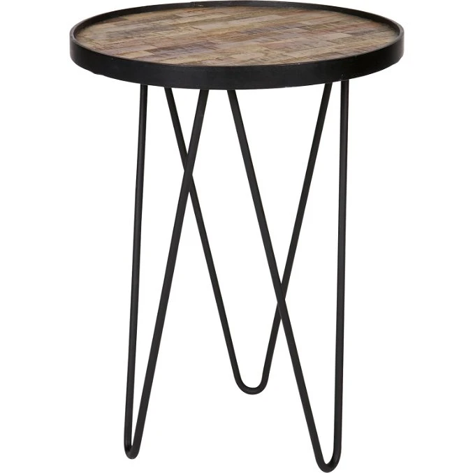 WOOOD Collection Sidebord Lev - Genbrugt Teak & Sort Jern