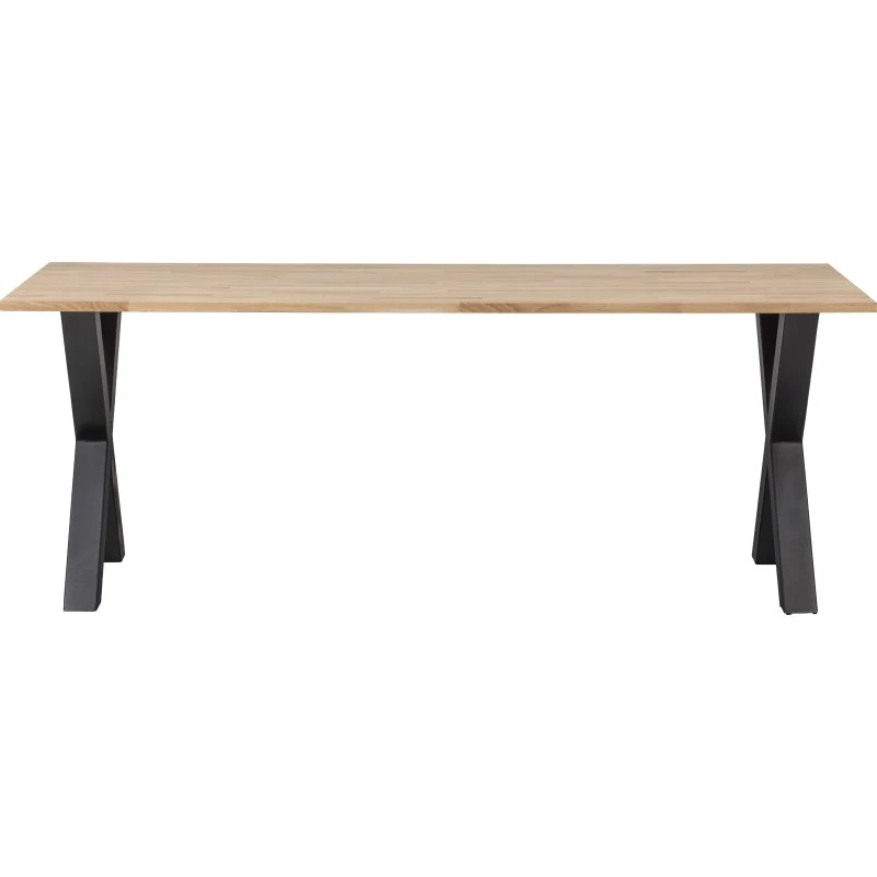 WOOOD Tablo spisebord, natur eg og sort stål (220x90 cm)