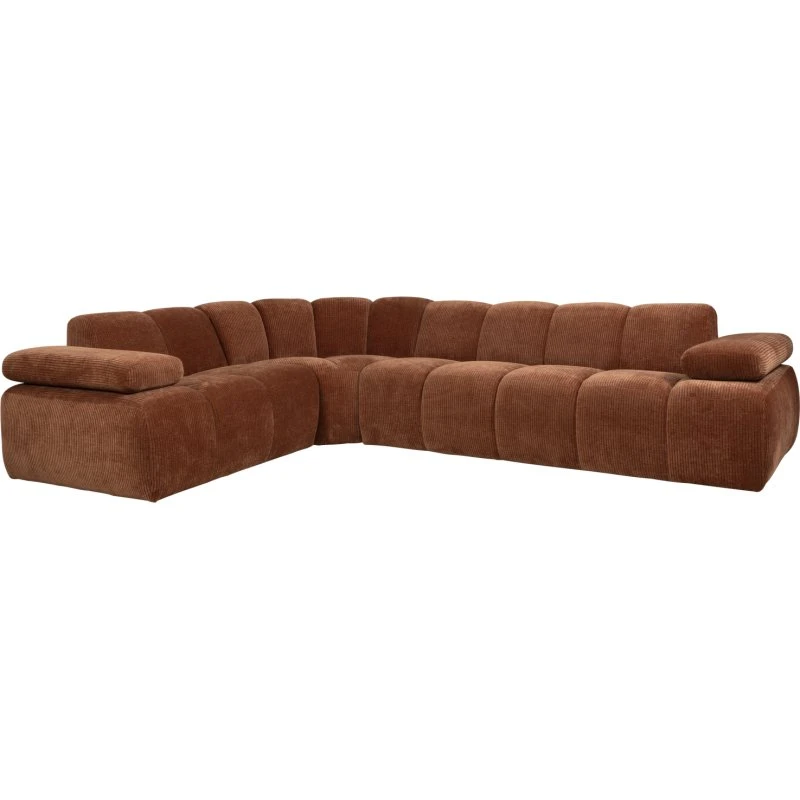 WOOOD Mojo hjørnesofa venstrevendt, rustbrun ribstof 310x230 cm