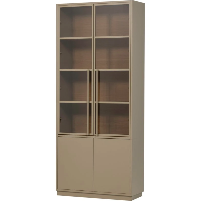 WOOOD Collection Vitrineskab, grå mud-finish, FSC Mix fyrretræ, 236x101x40 cm