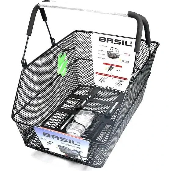 Basil Cento bagkurv med MIK-adapter, sort stål mesh