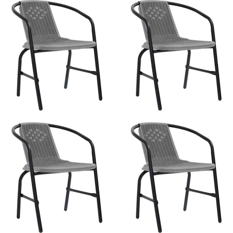 vidaXL Havestole 4 stk. i sort plastikrattan og stål