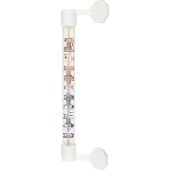 Termometer med sugekop til udendørs brug, hvid, 21 cm