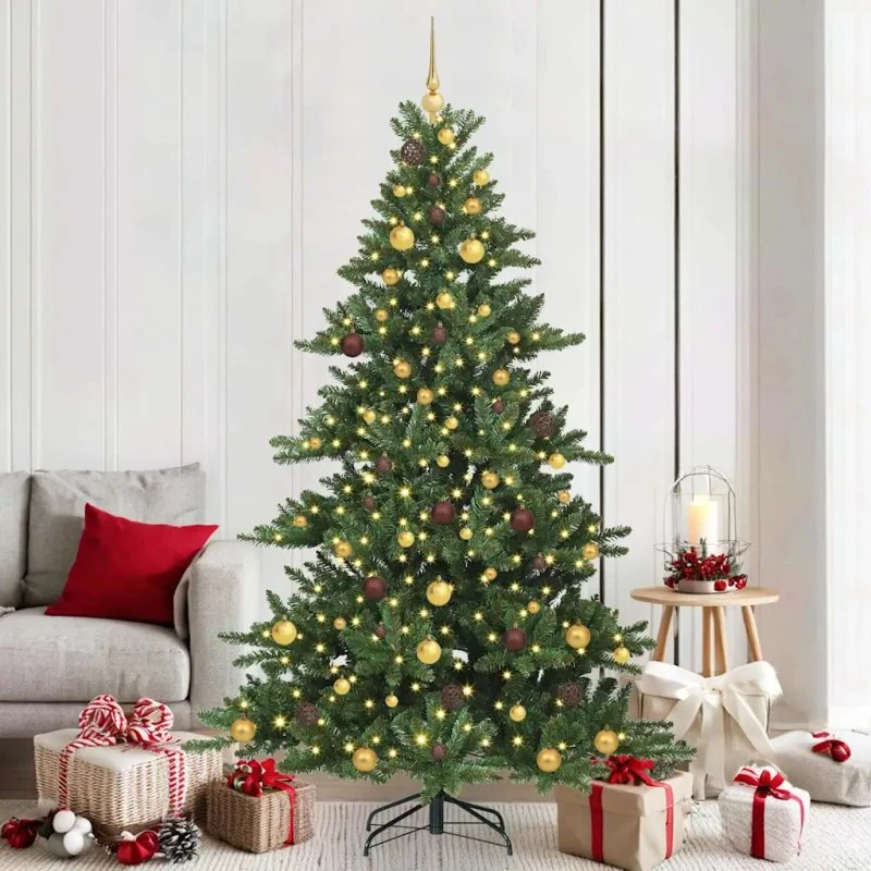 vidaXL Kunstigt Juletræ med 300 LED'er, 210 cm, Grøn
