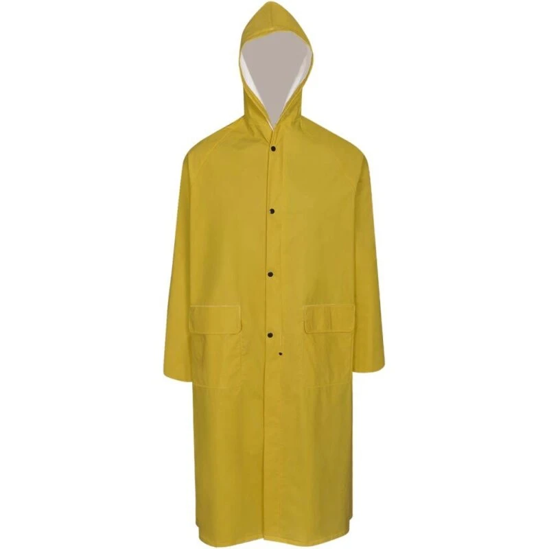 vidaXL Vandtæt kraftig lang regnfrakke med hætte, Gul XXL