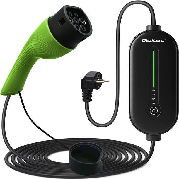 Qoltec EV Elbil Oplader - Type 2, Justerbar 8-16A, 5m Kabel