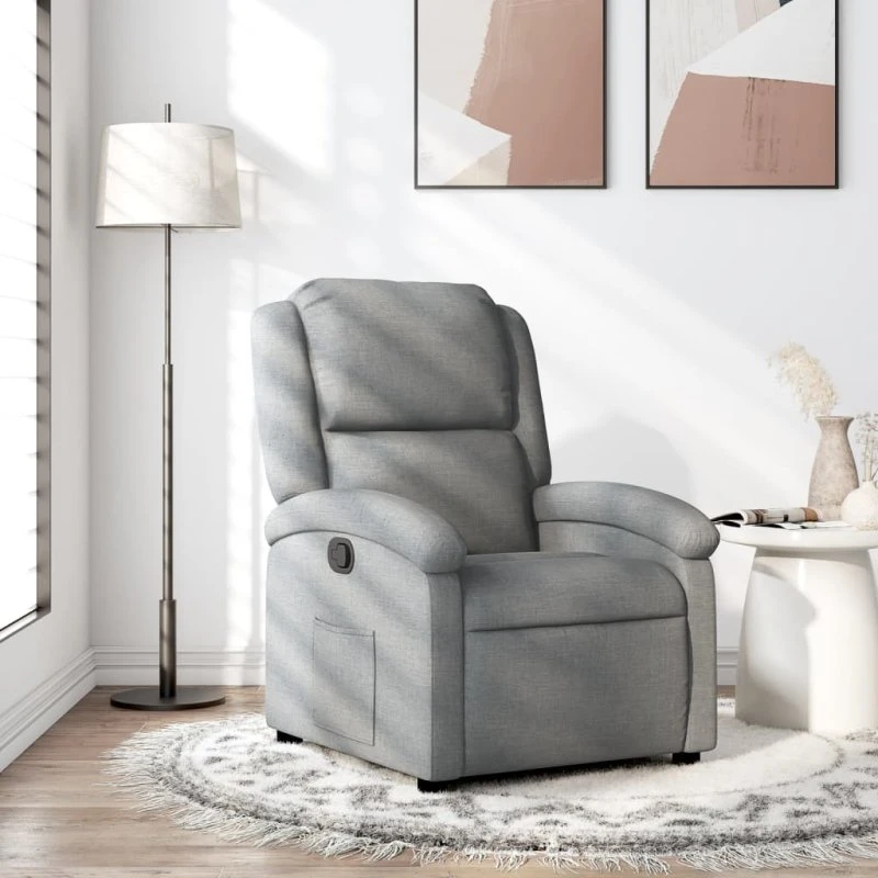 vidaXL Lænestol i lysegråt stof med manuel recliner