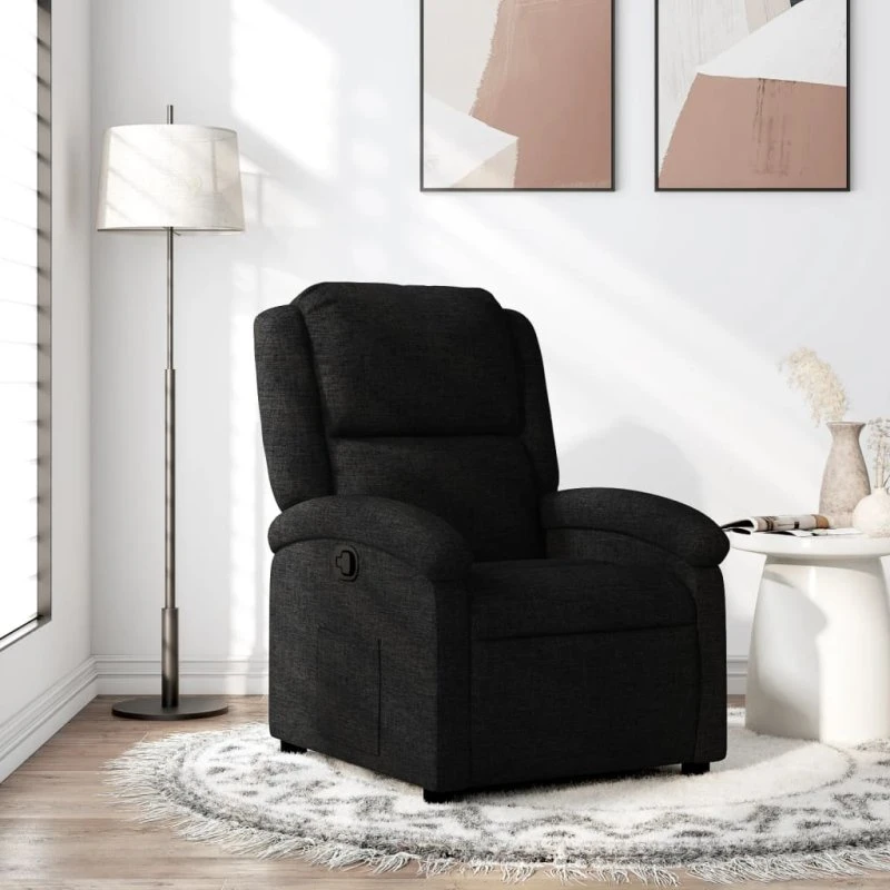 vidaXL Lænestol i sort stof med manuel recliner