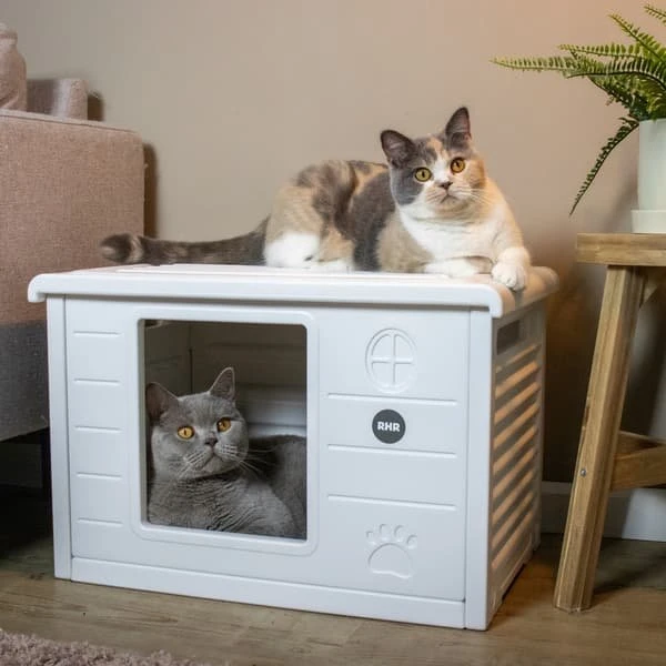 RHR Pets Villa de Luxe Kattehus – Hvid, 60x42x40 cm