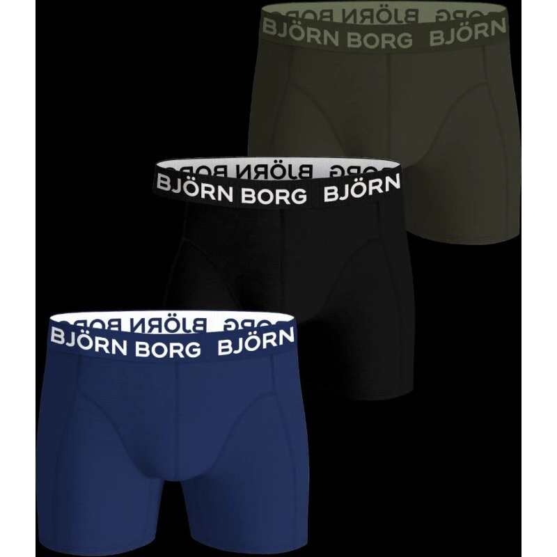 Bamboo Boxers 3-pak, grøn/sort/marine - midterhøj talje