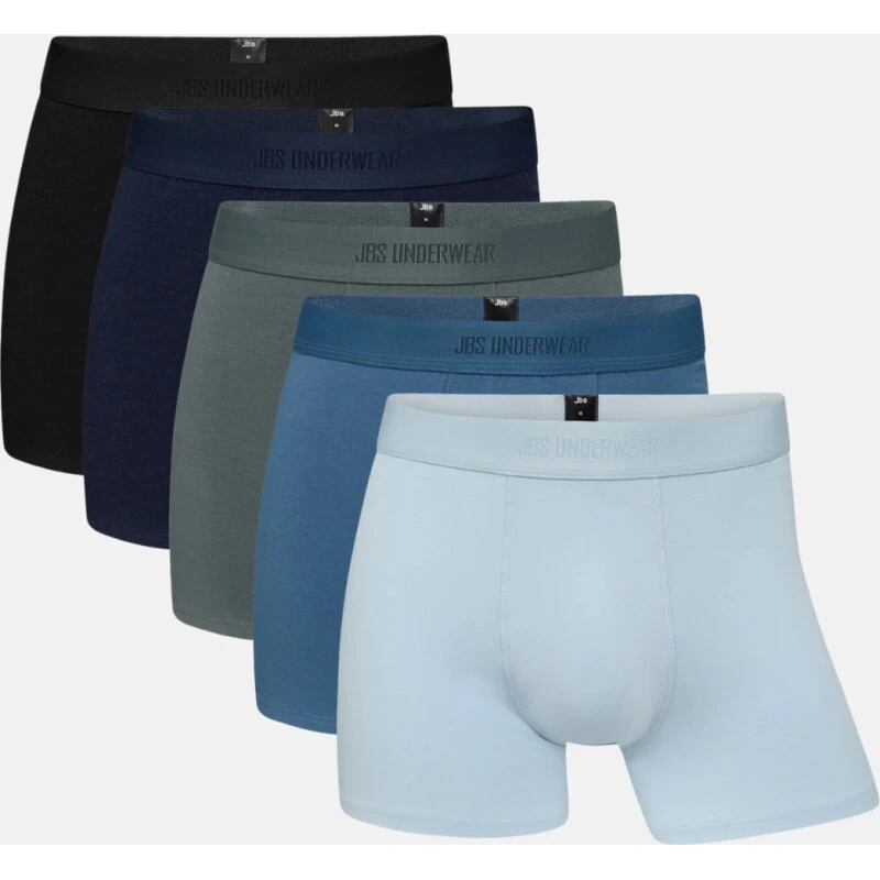 JBS 5-pak bambus boxershorts sort, farvet elastik