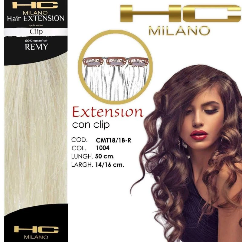 HC Milano Clip-in Extensions 3 Remy Clips - Grå - 50 cm
