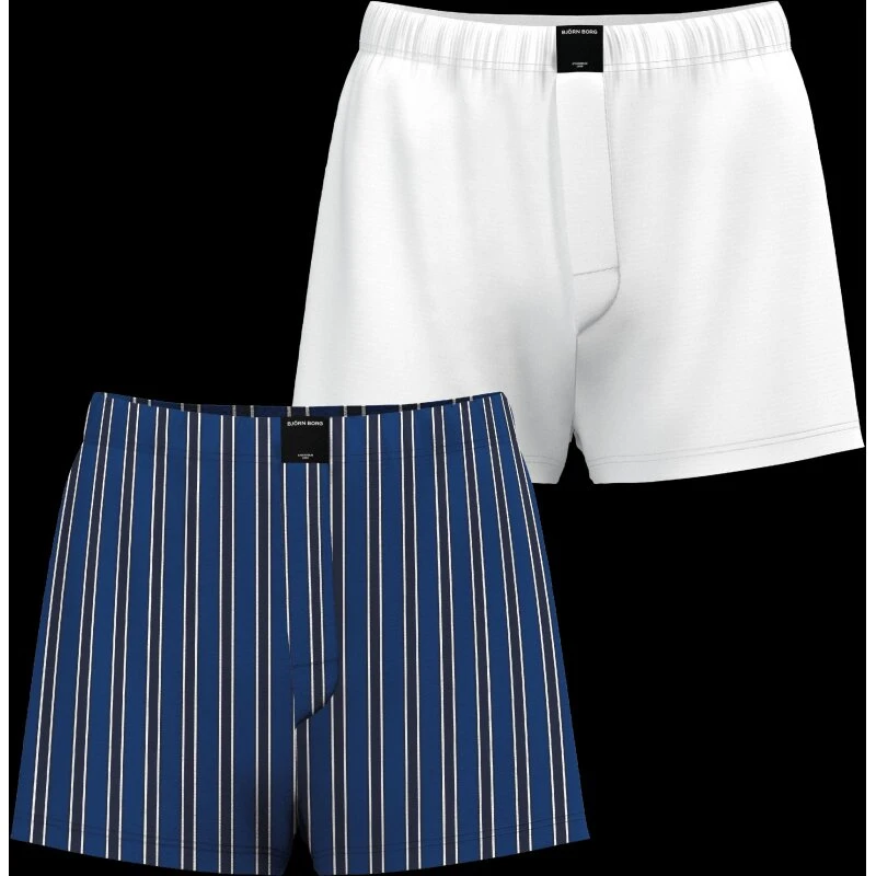Björn Borg Cotton Stretch Woven Boxershorts 2-pack blå/hvid