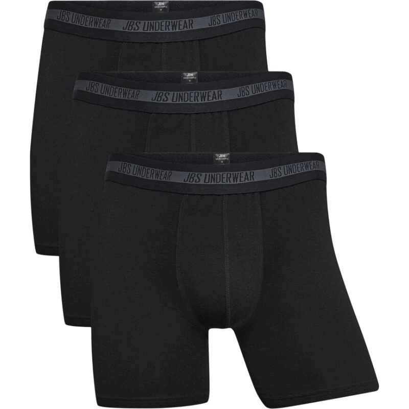 JBS 3-pak bambus boxershorts ekstra lange ben, sort